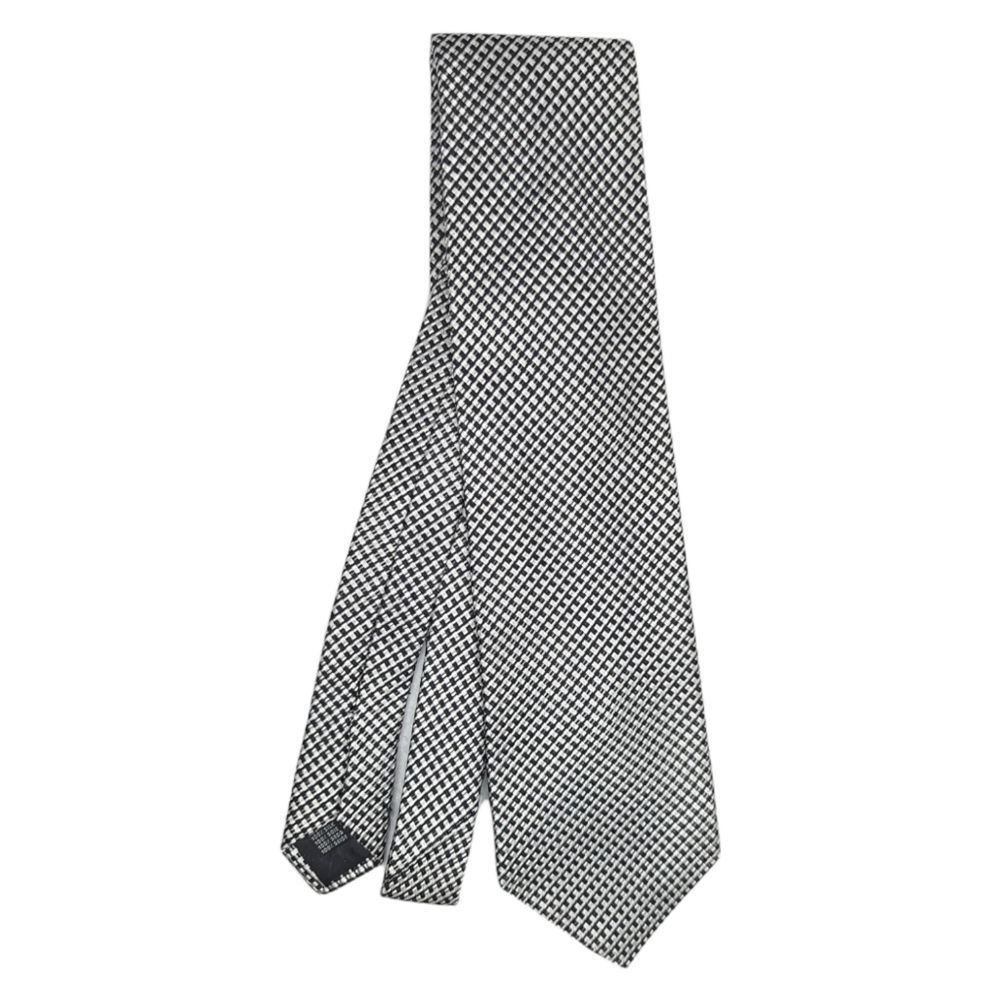 Fratelli Moda Men's Black & White Silk Patterned Tie
